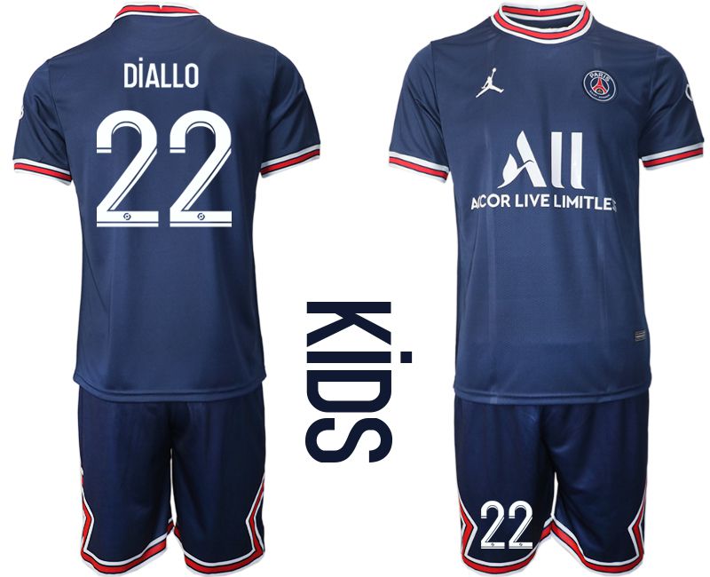 Youth 2021-2022 Club Paris St German home blue #22 Soccer Jersey->paris st german jersey->Soccer Club Jersey